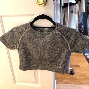 Grey Cropped Athletic Sport Top